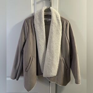 Kenneth Cole Gray Suede Jacket with Sherpa Lining